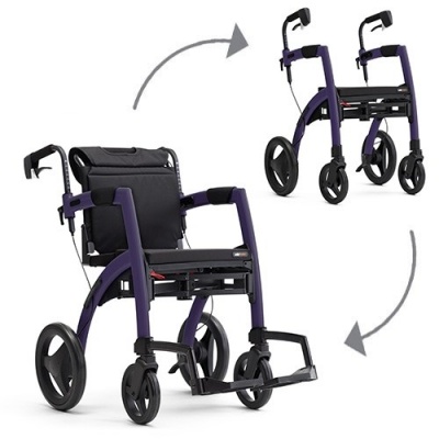 Rollz Motion 2 Dark Purple Combined Rollator and Wheelchair